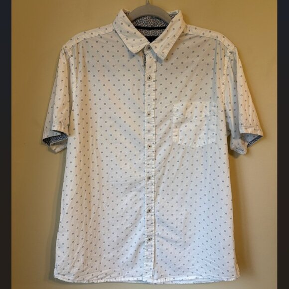 RUGBY University Ralph Lauren White Printed Short Sleeve Shirt Men's Size L - Picture 1 of 4